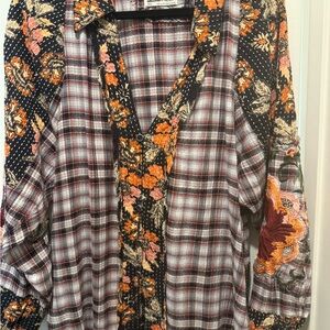 We The Free Plaid and Floral Shirt